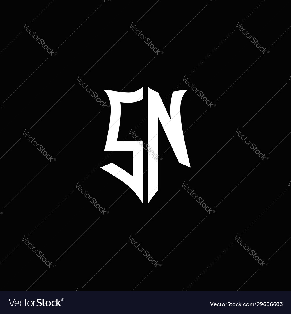 Sn monogram letter logo ribbon with shield style Vector Image