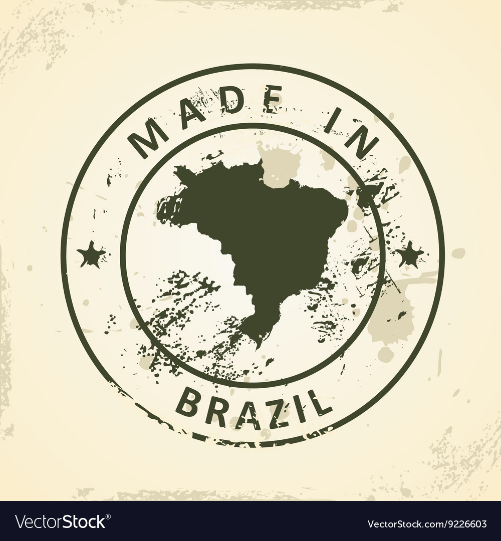 Stamp with map of brazil