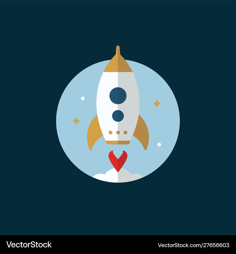 Start up icon rocket launch flat Royalty Free Vector Image