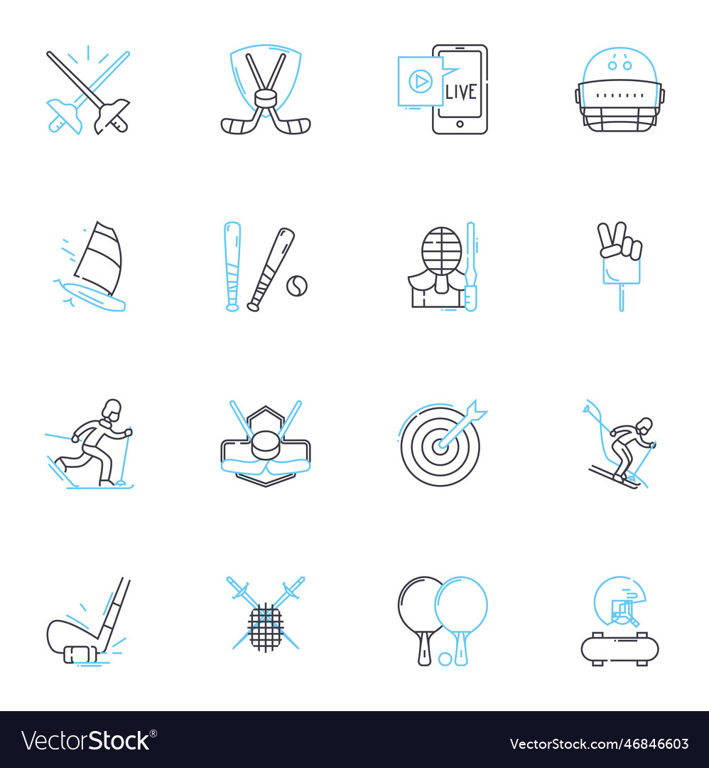 Track and field linear icons set sprint relay