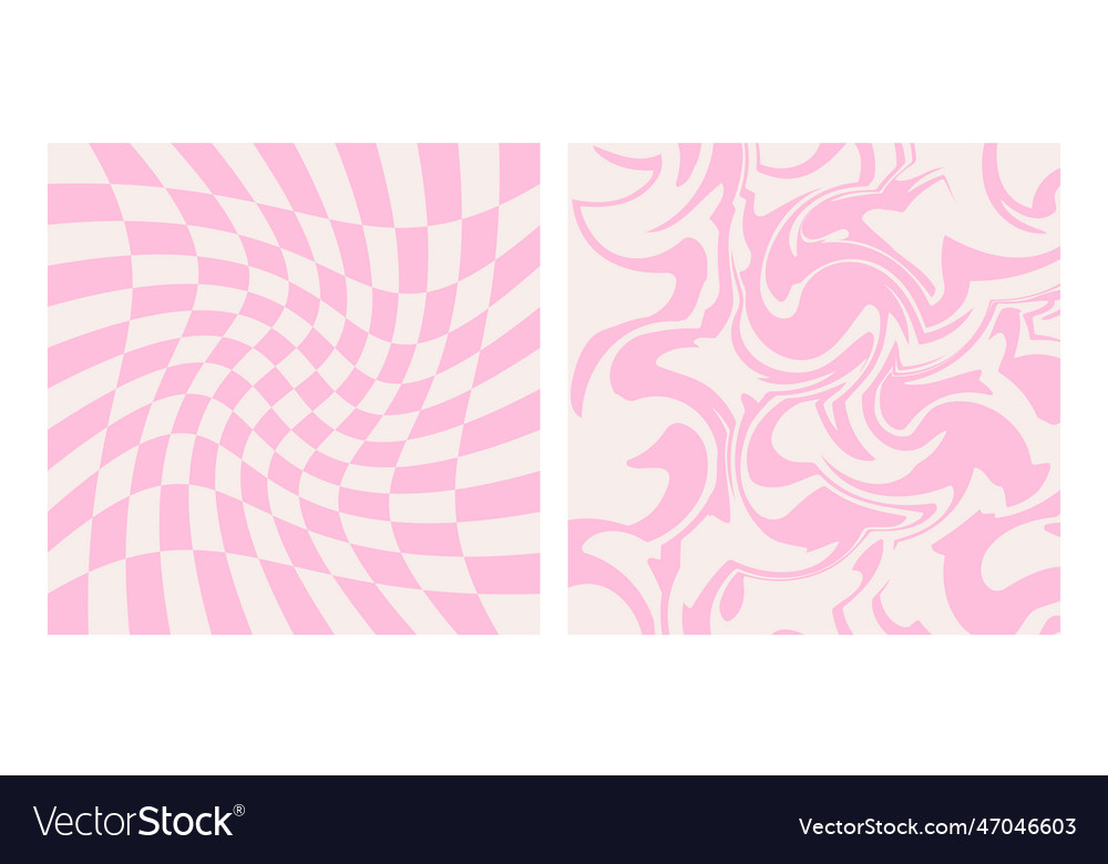 Trippy grid and wavy swirl pattern set vector image Trippy grid and wavy swirl pattern set