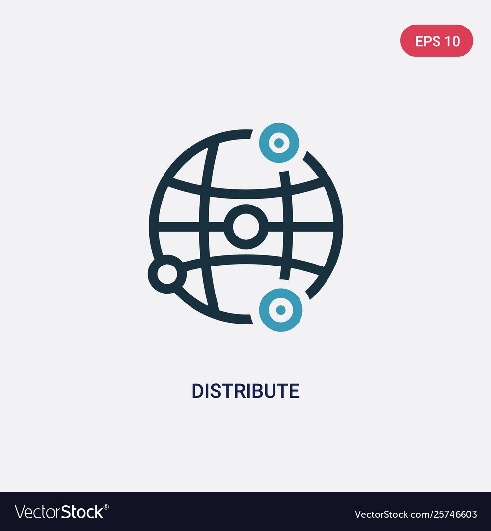 Two color distribute icon from networking concept