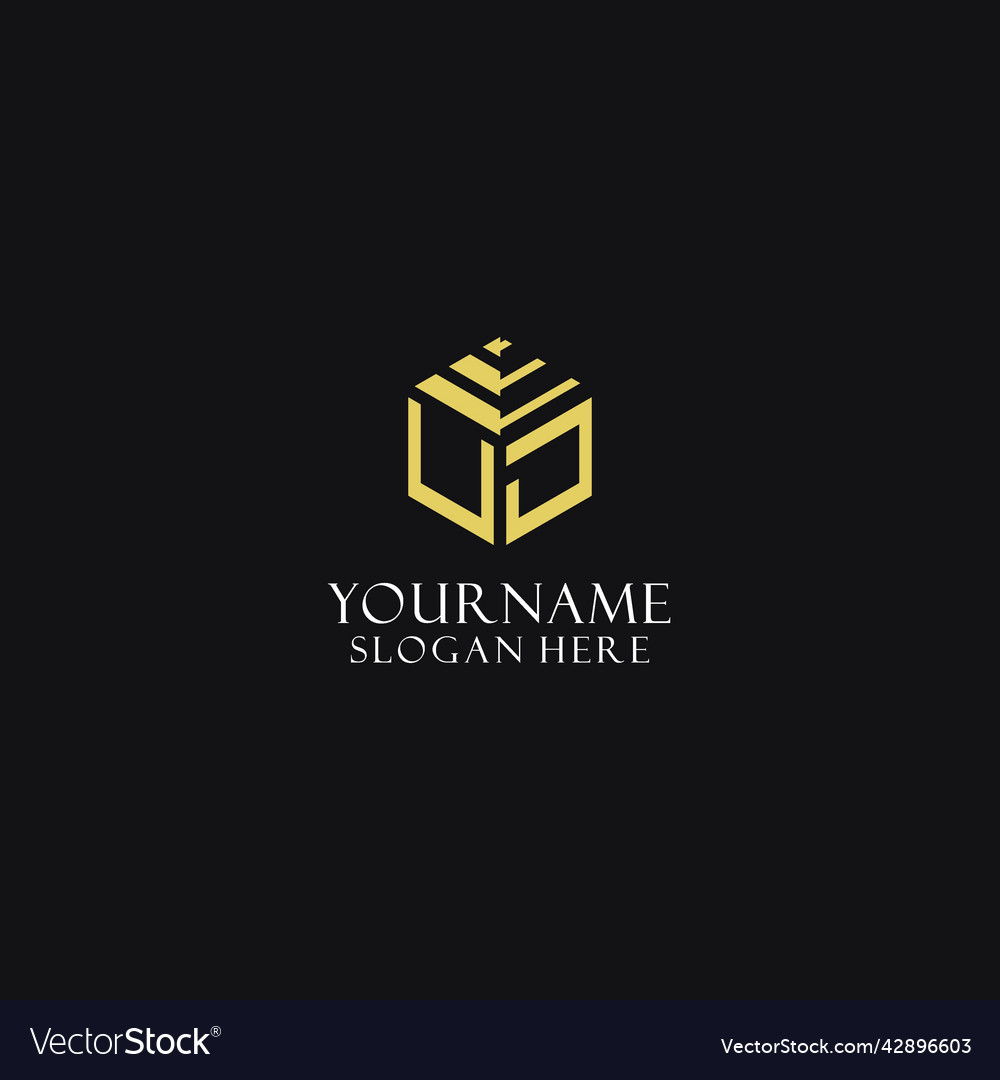 Uj initial monogram with hexagon shape logo Vector Image Uj initial monogram with hexagon shape logo