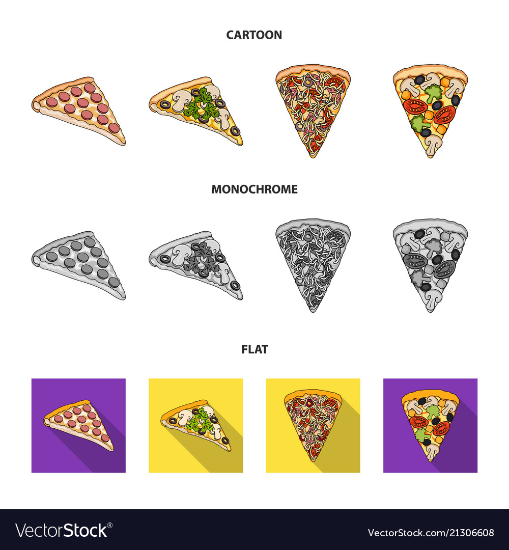 A Slice Of Pizza With Different Ingredients Vector Image