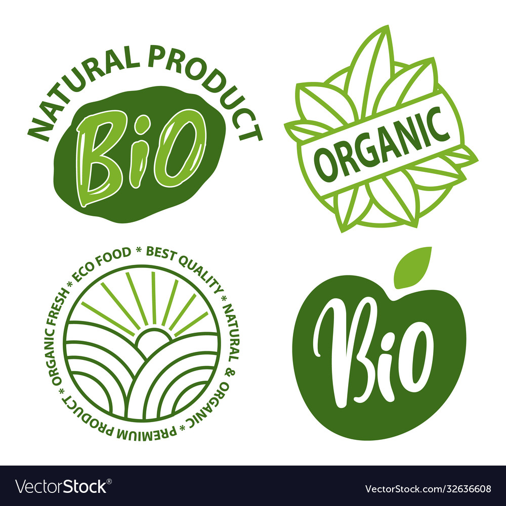 Bio and organic eco food fresh label Royalty Free Vector