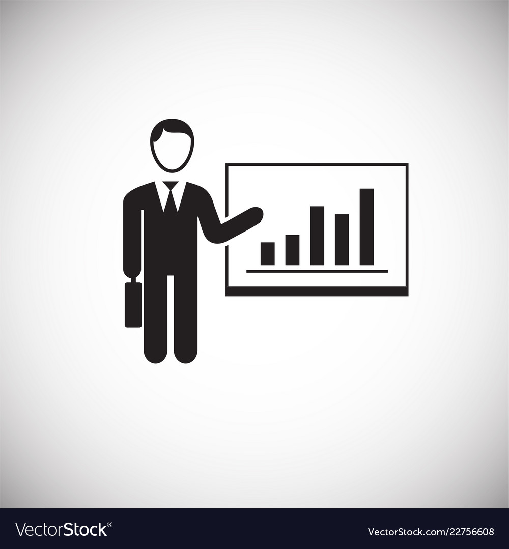 Businessman presents diagrams on white background