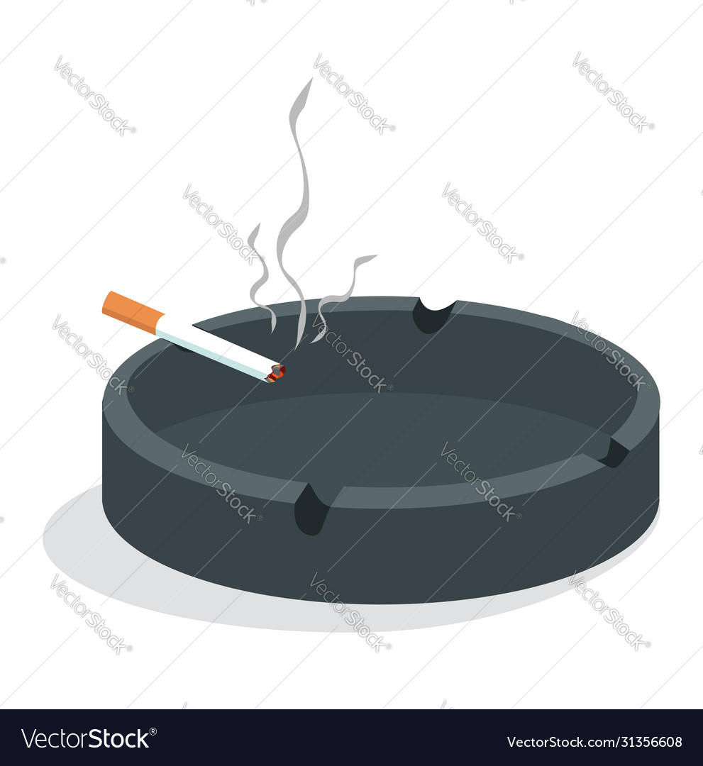 Cigarette butt in ashtray concept