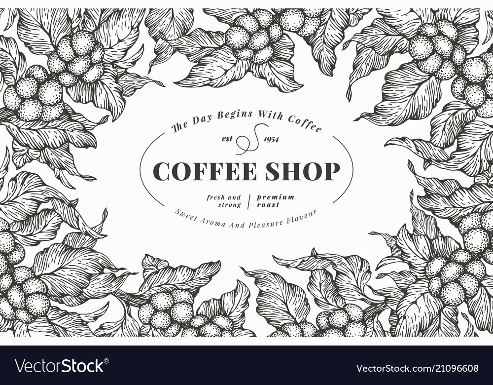 Coffee Tree Banner Template Royalty Free Vector Image
