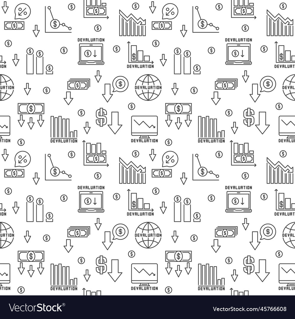 Devaluation outline seamless pattern currency