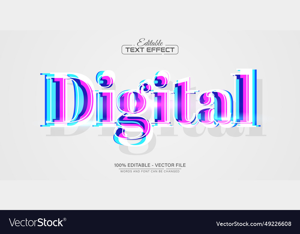 Digital glitch style text effect editable