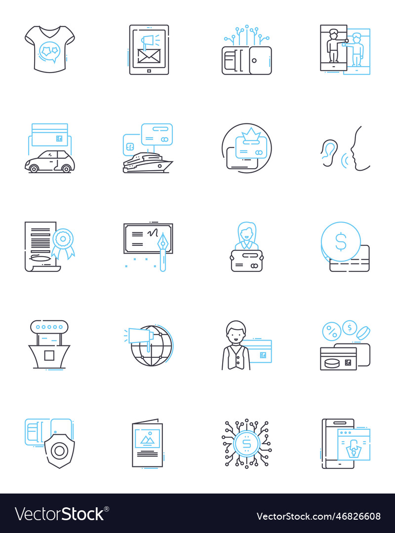 Digital wallet linear icons set secure Vector Image Digital wallet linear icons set secure