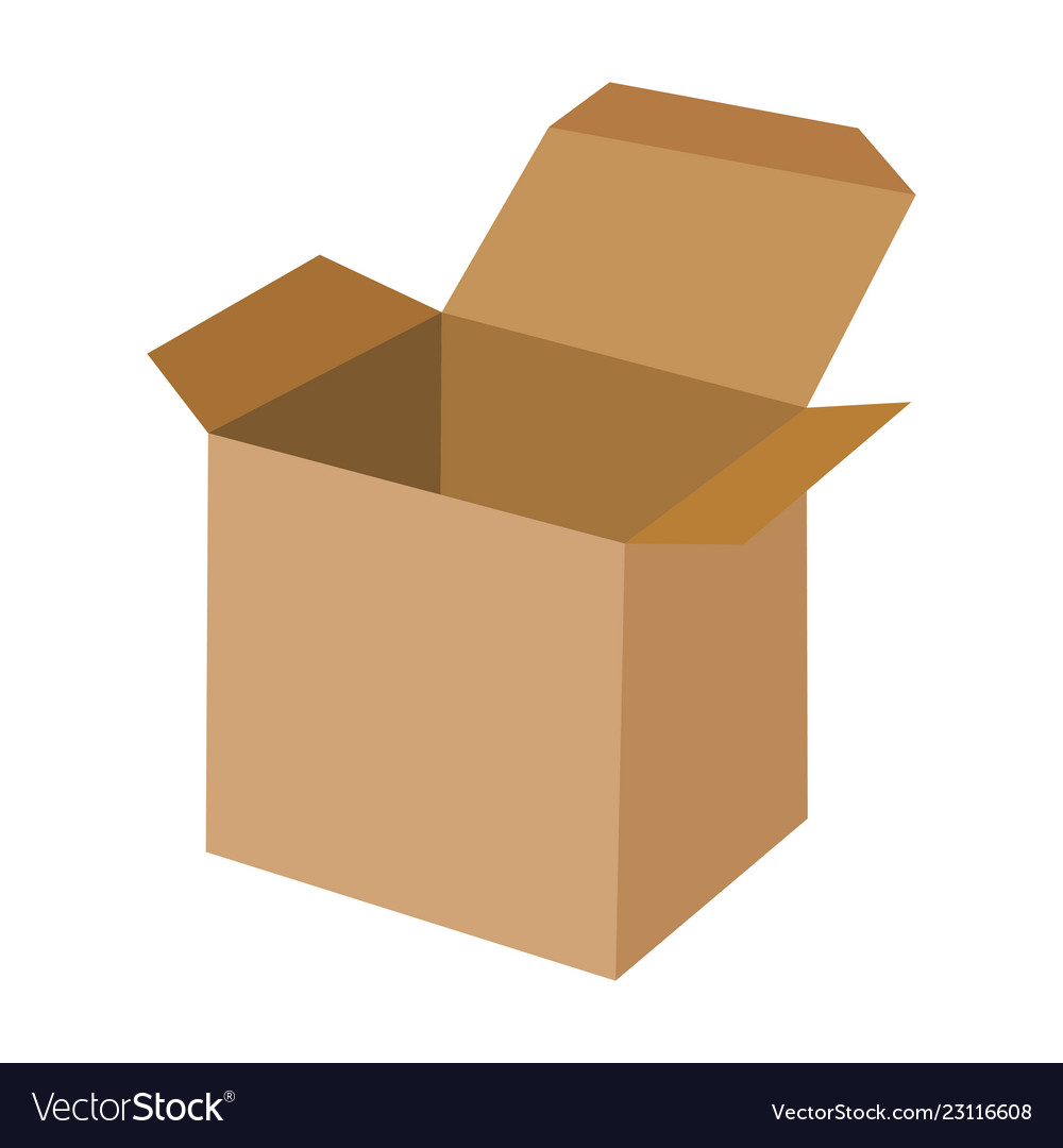 Empty open cardboard box isolated on white vector image Empty open cardboard box isolated on white