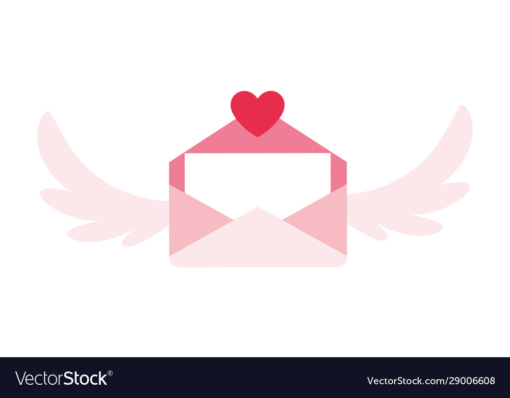 Envelope with wings in white background