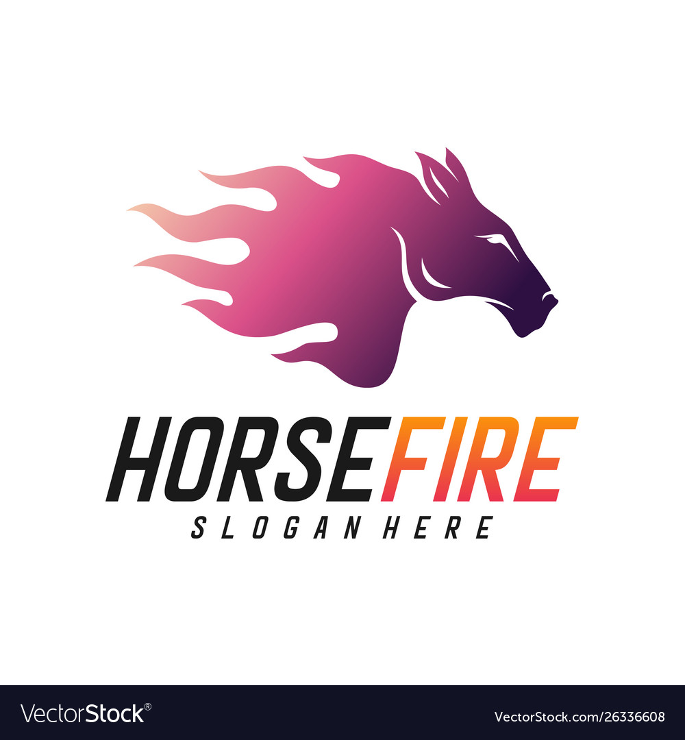 Fast speed horse logo design with fire