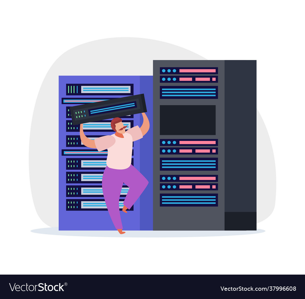 Flat network engineer icon Royalty Free Vector Image