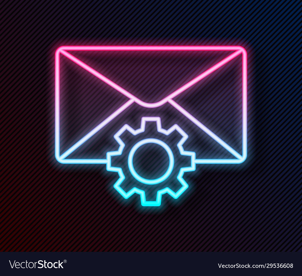 Glowing neon line envelope setting icon isolated vector image Glowing neon line envelope setting icon isolated