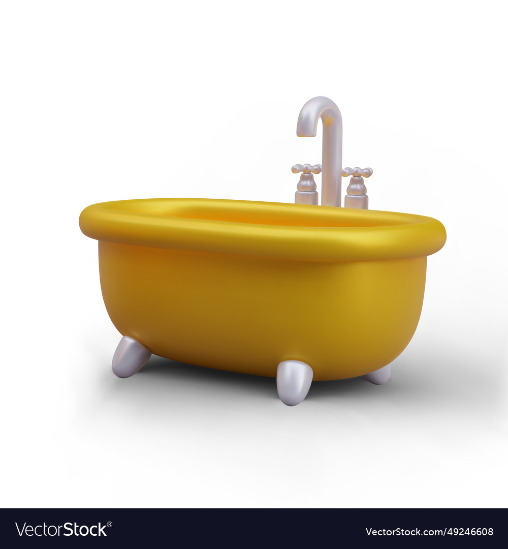 Golden clawfoot bathtub with faucet regulators Vector Image