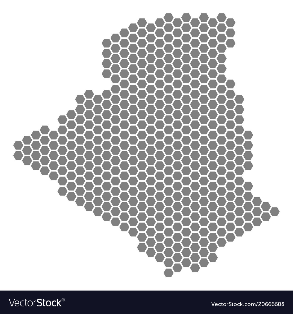 Grey hexagon algeria map