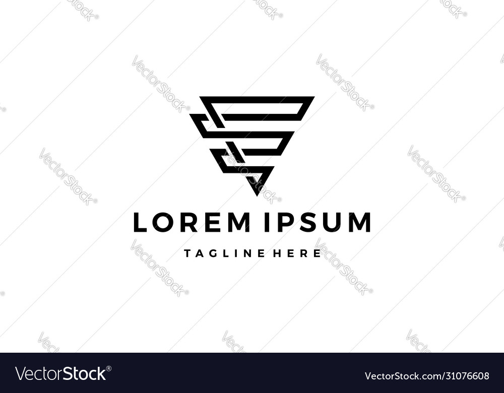 Initial e with triangle logo design concept vector image Initial e with triangle logo design concept