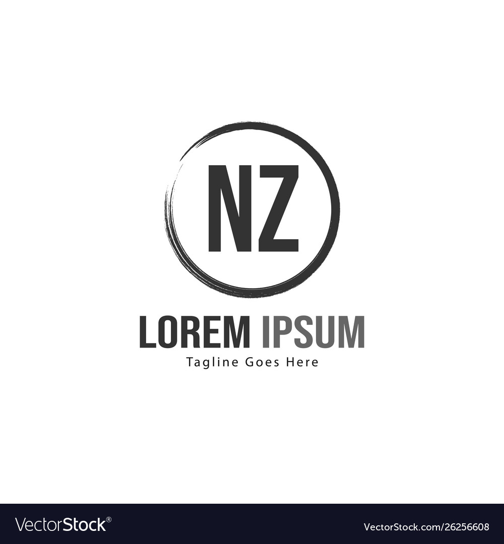 Initial Nz Logo Template With Modern Frame Vector Image