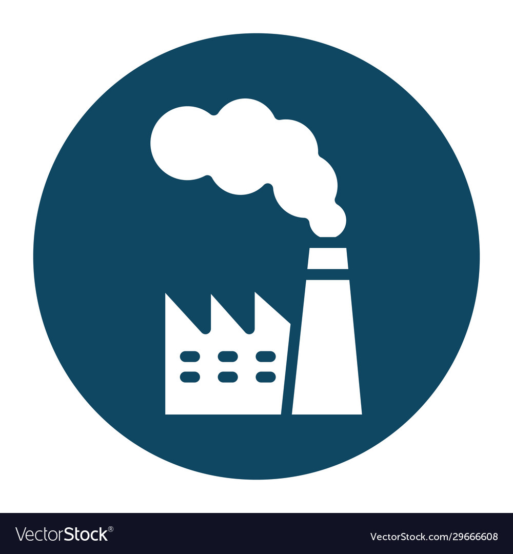 Isolated factory with smoke block and flat style