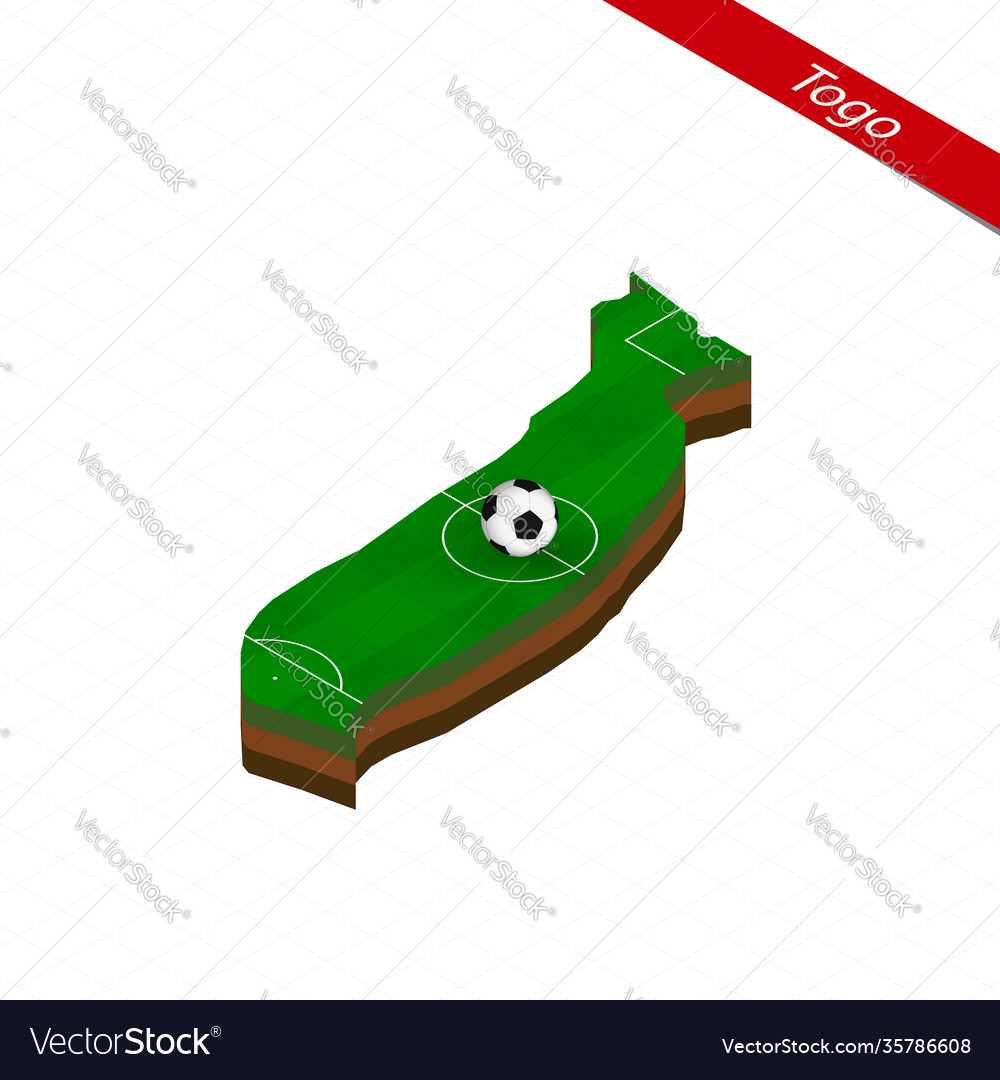 Isometric map togo with soccer field football