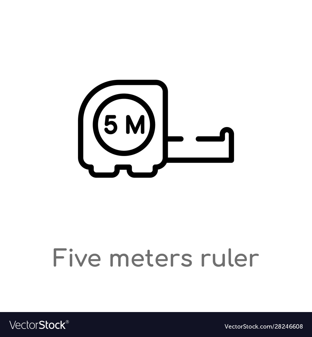 Outline five meters ruler icon isolated black