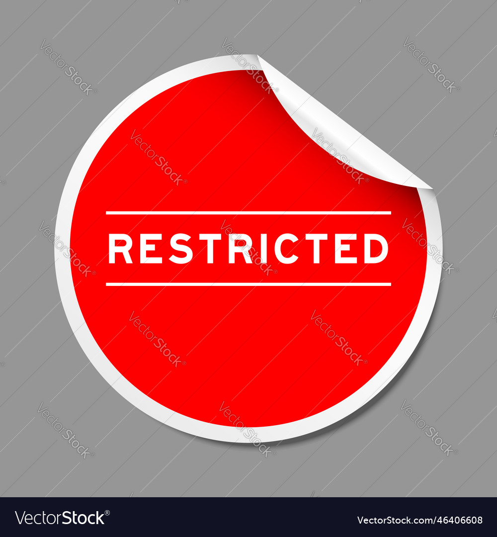 Red color peel sticker label with word restricted