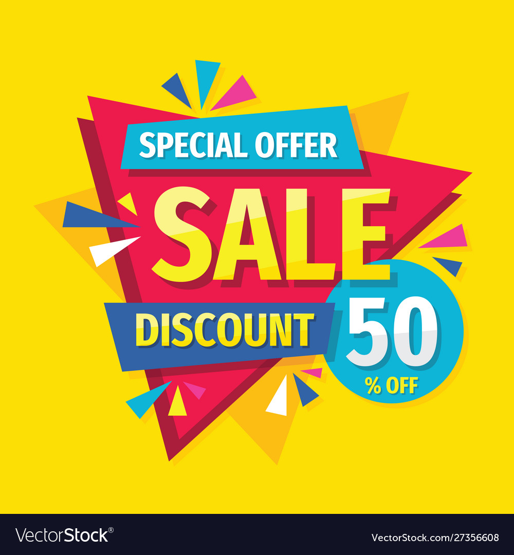 Sale concept banner design discount up to 50 perc Vector Image