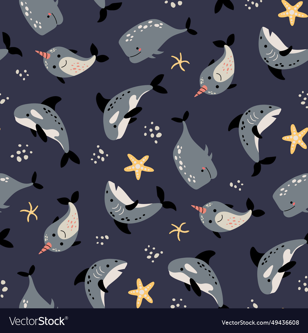 Seamless pattern with sea creatures Royalty Free Vector