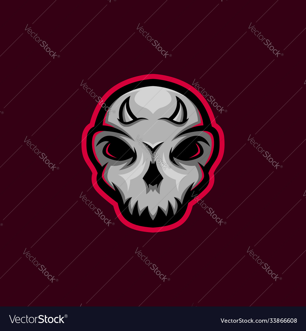 Skull mascot logo with little horn gaming m vector image Skull mascot logo with little horn gaming m