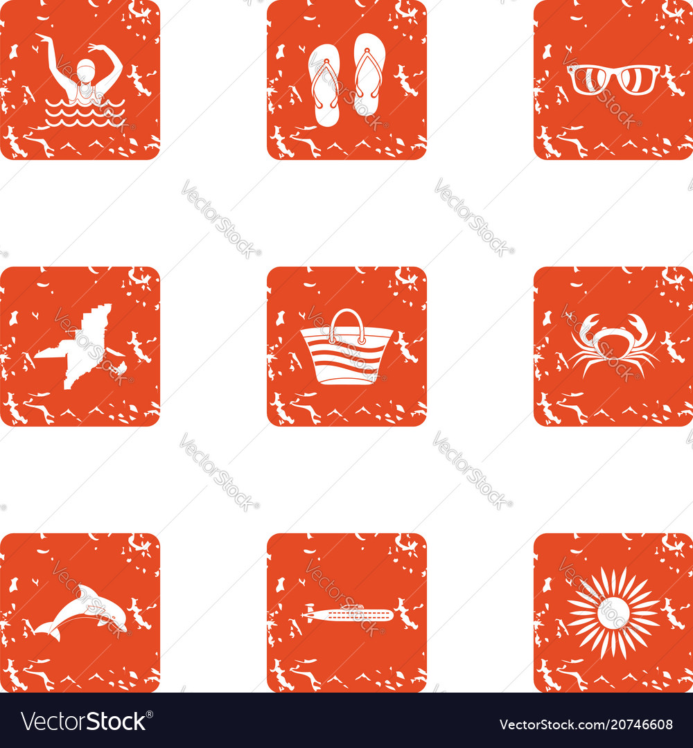 Vagabond icons set grunge style Royalty Free Vector Image