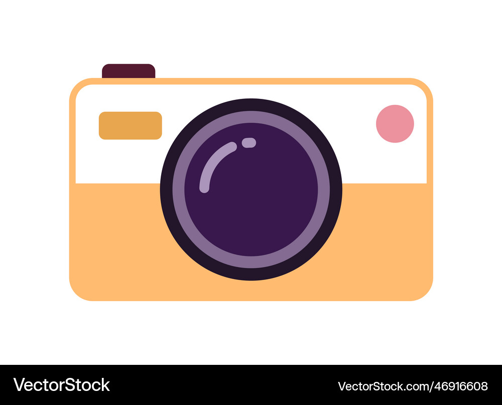 Vintage Instant Camera For Summertime Semi Flat Vector Image