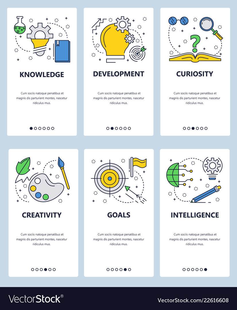 Web site linear art onboarding screens