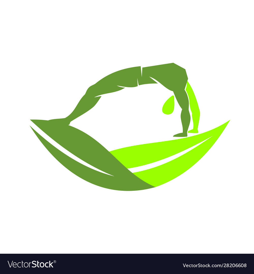 Yoga leaf logo design emblem meditation isolated