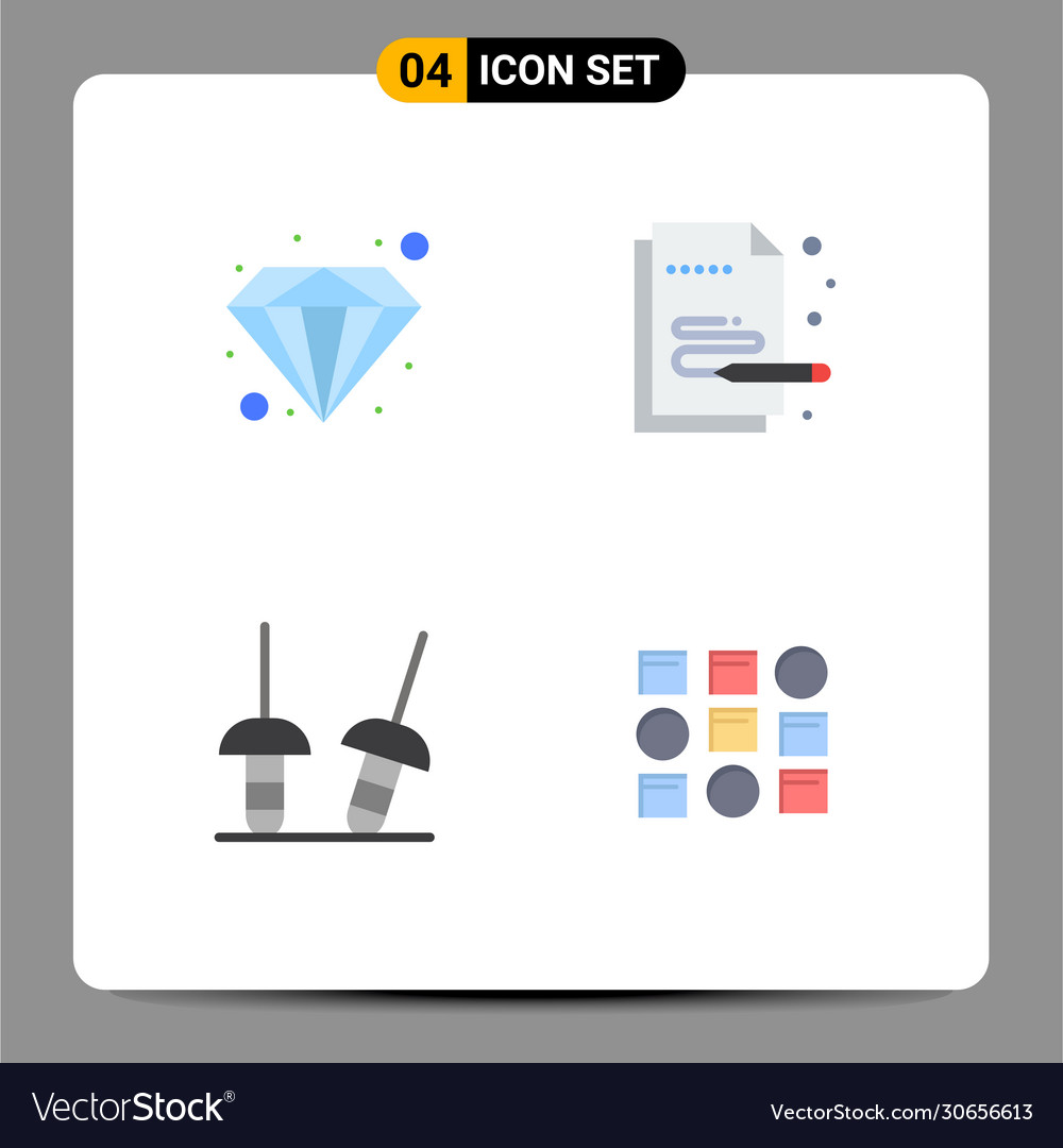 4 universal flat icons set for web and mobile