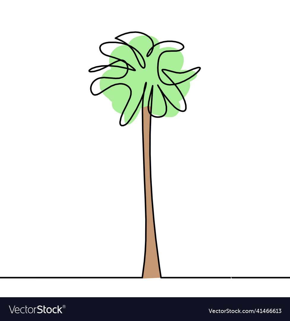 Abstract color tree as line drawing on the white
