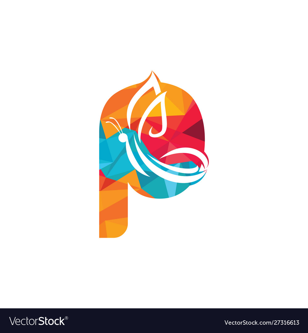 Butterfly letter p logo design Royalty Free Vector Image