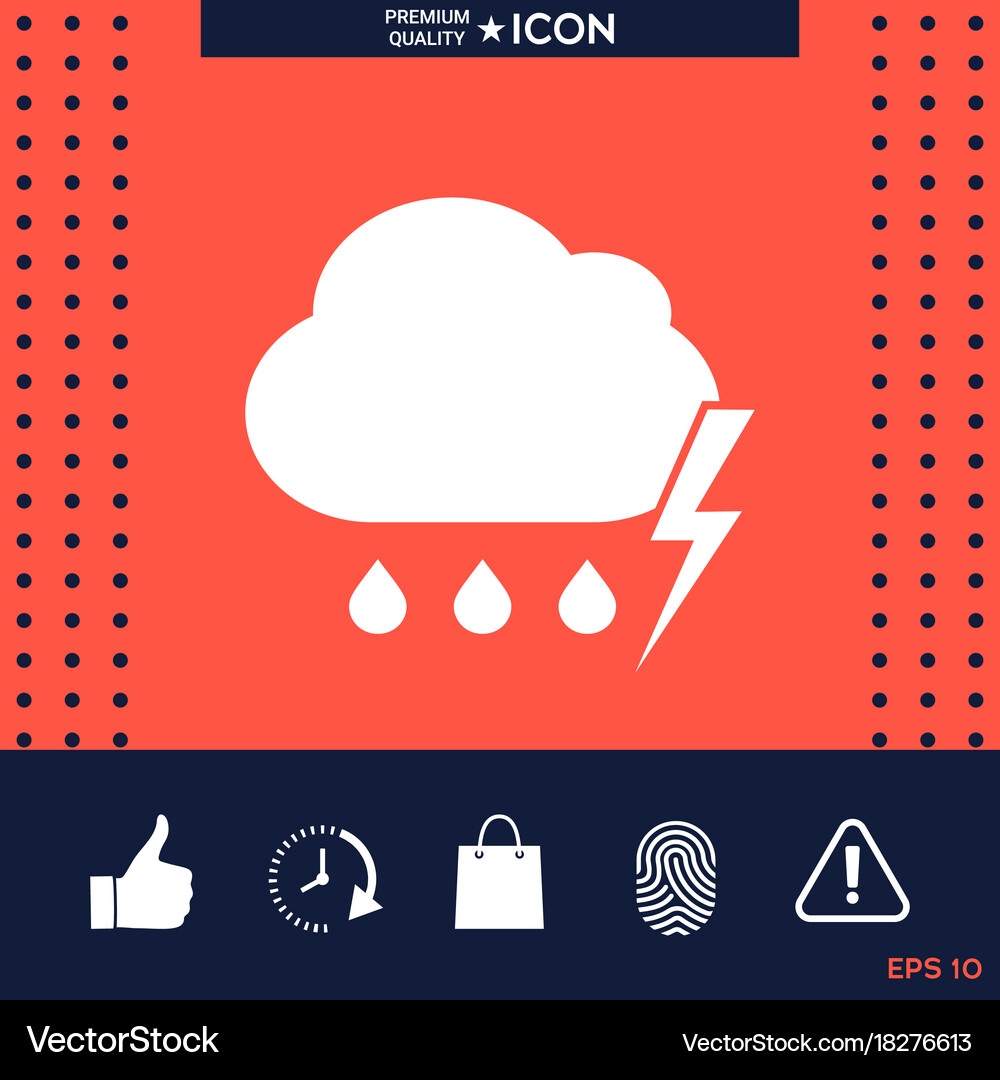Cloud thunderstorm lightning rain icon Royalty Free Vector