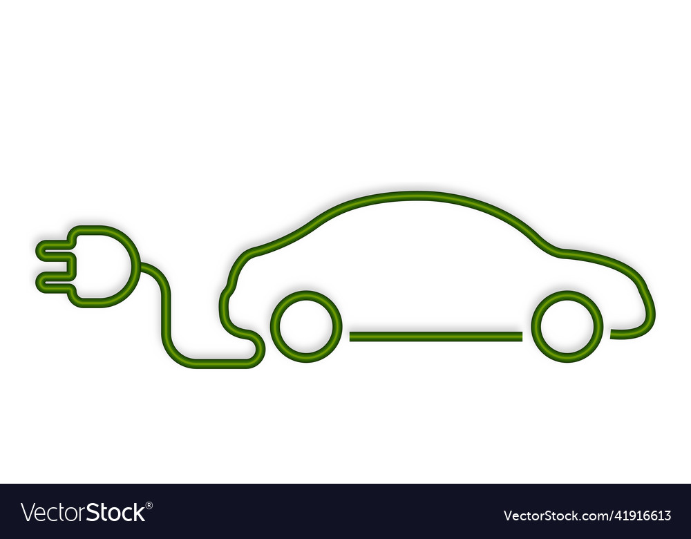 Electric powered car electrocar one line art