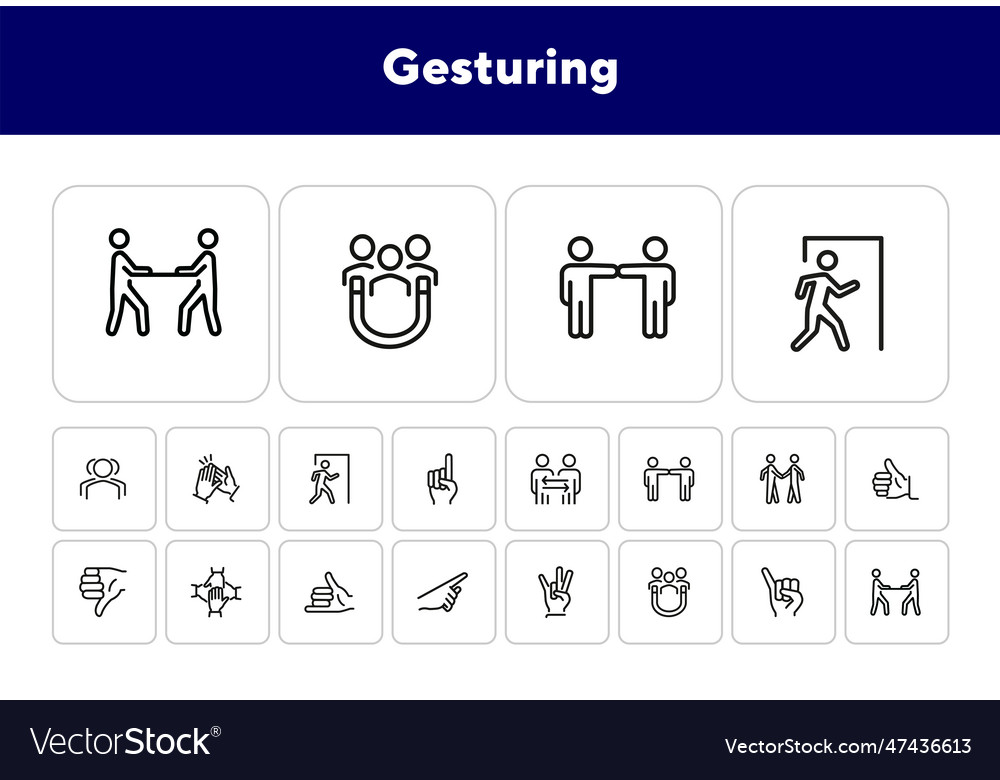 Gesturing line icon set Vector Image Gesturing line icon set