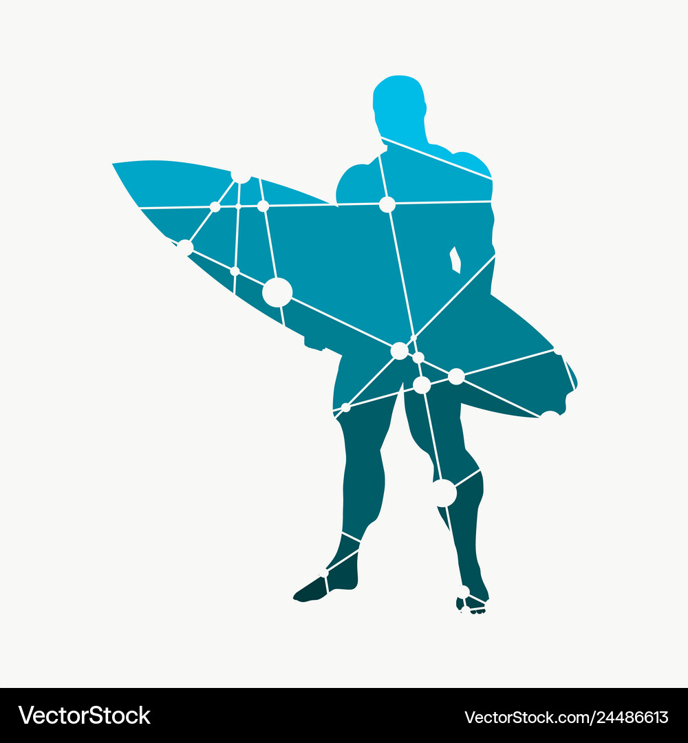 Man posing with surfboard Royalty Free Vector Image
