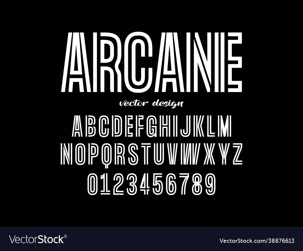 Minimal alphabet classic font letters and numbers vector image Minimal alphabet classic font letters and numbers