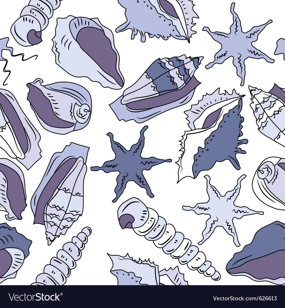 Seamless background with different shells