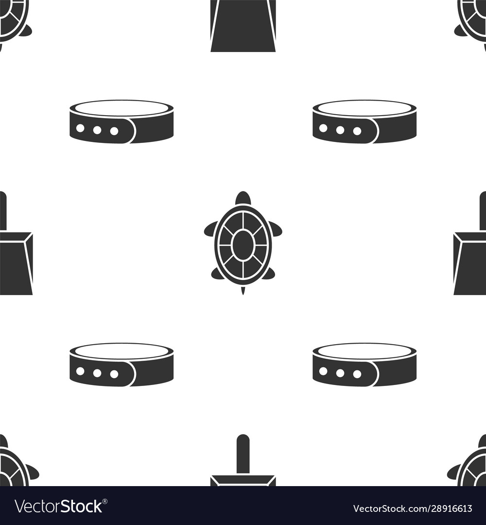 Set dustpan turtle and collar with name tag vector image Set dustpan turtle and collar with name tag