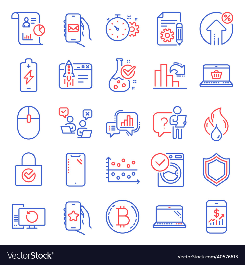 Technology icons set included icon as dot plot