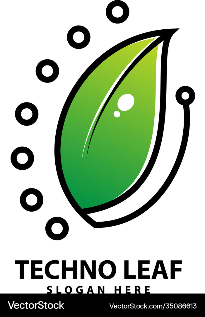 Technology leaf logo design icon Royalty Free Vector Image