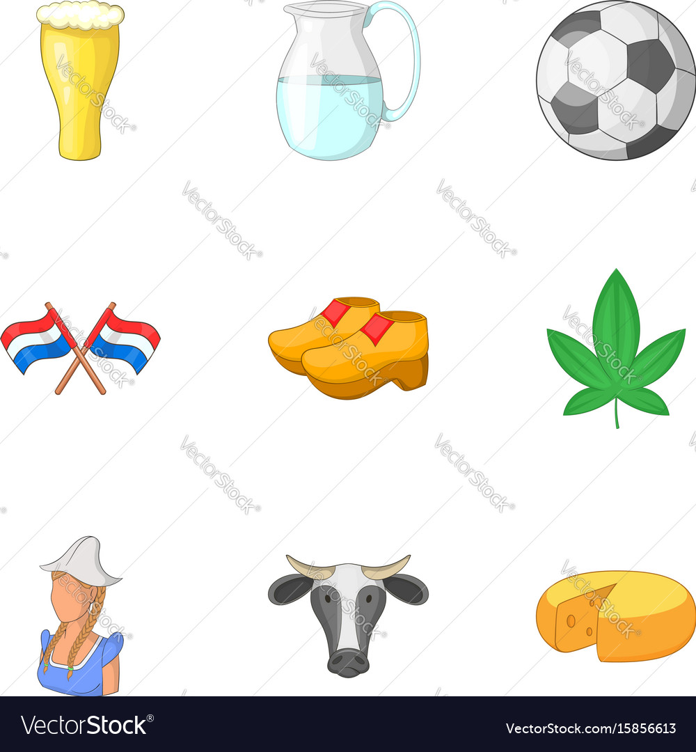 Typical Netherlands Icons Set Cartoon Style Vector Image 7040