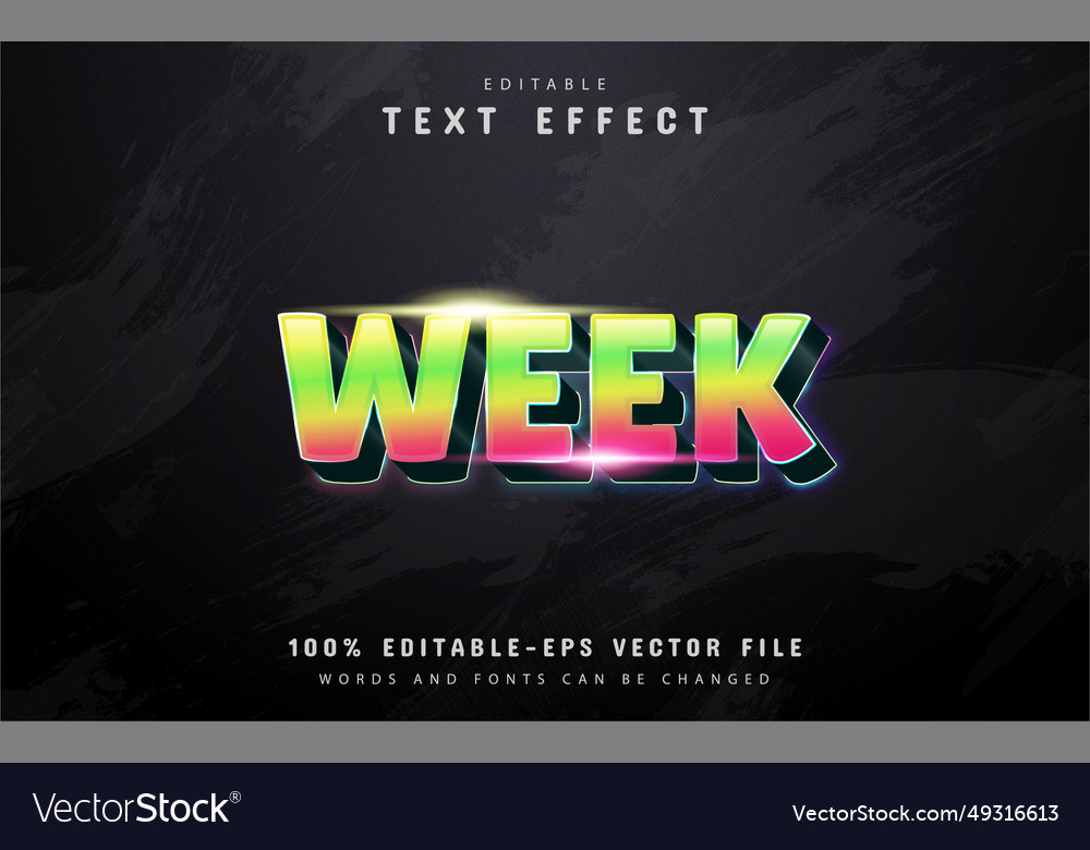Wochentext 3d Gradienteneffekt vector image Wochentext 3d Gradienteneffekt