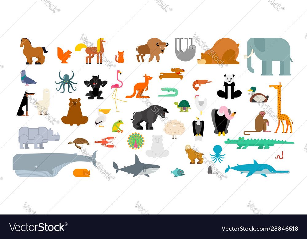 Animals set beast collection cute cartoon